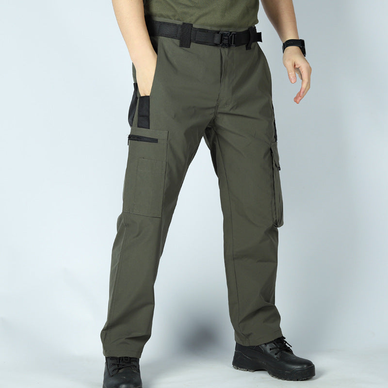 Pantalon cargo long respirant de couleur unie pour hommes