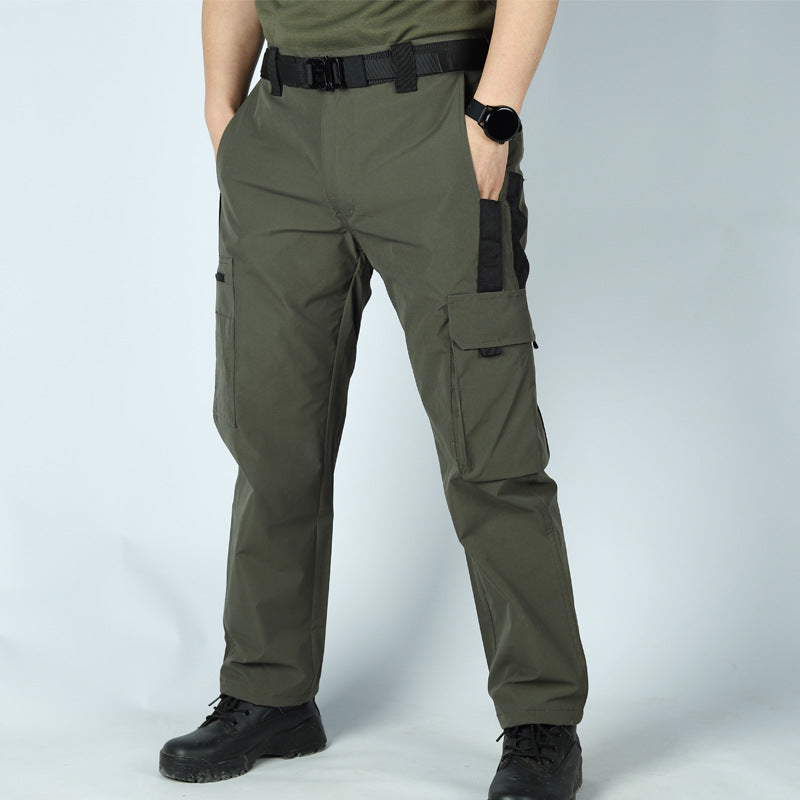 Pantalon cargo long respirant de couleur unie pour hommes