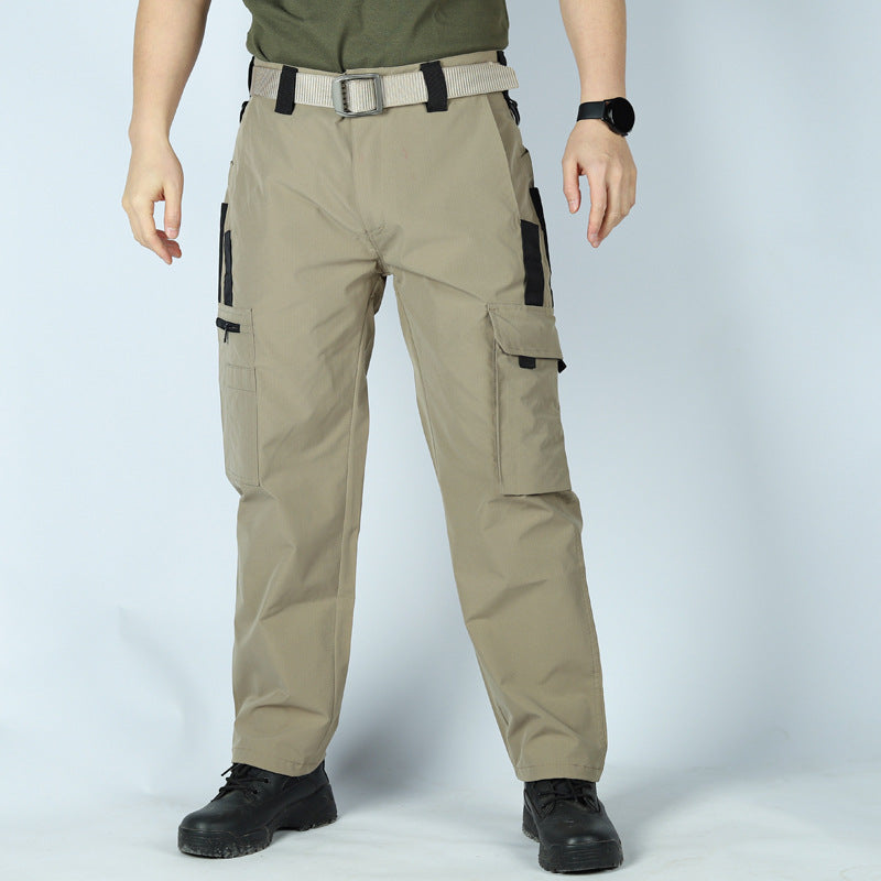 Pantalon cargo long respirant de couleur unie pour hommes
