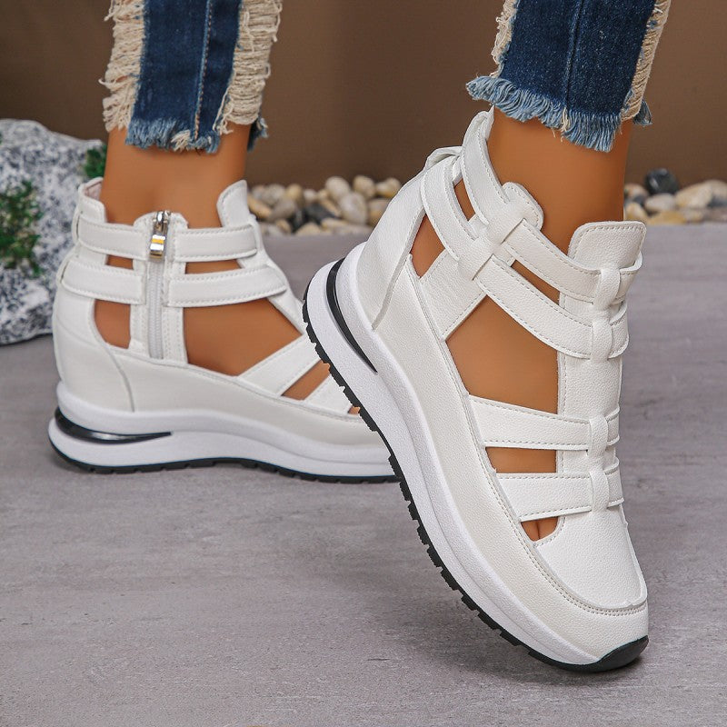🔥Last day 50% off - Sandales compensées confortables et légères avec fermeture éclair latérale