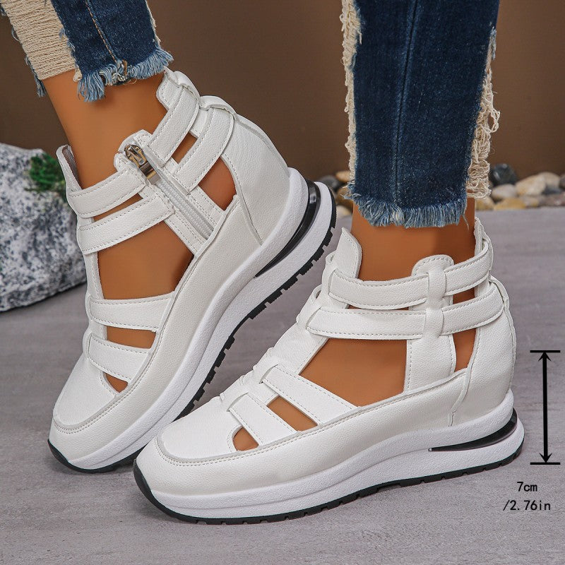 🔥Last day 50% off - Sandales compensées confortables et légères avec fermeture éclair latérale