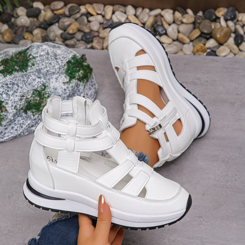 🔥Last day 50% off - Sandales compensées confortables et légères avec fermeture éclair latérale