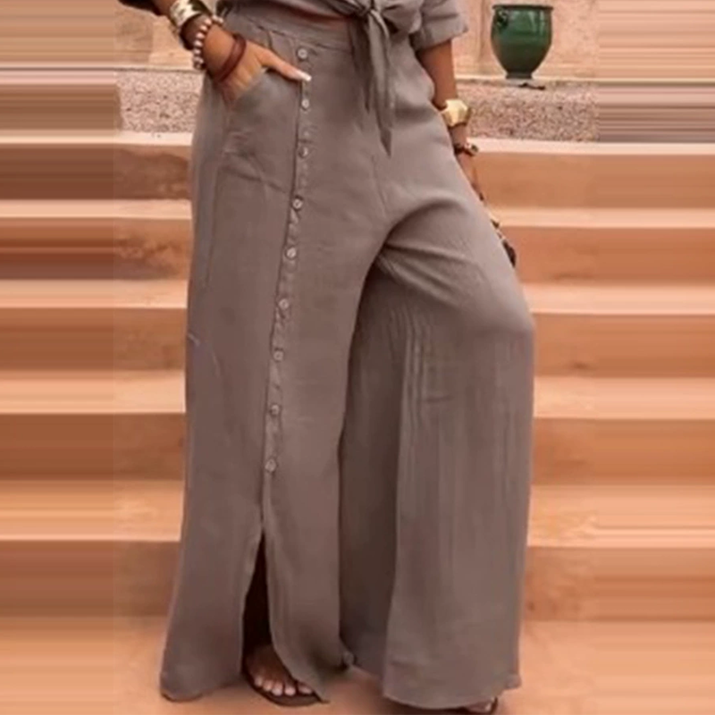 ⏳ Durée limitée – 60 % de réduction ! 💃 Ensemble Élégant 2 Pièces Femme – Couleur Unie, Décolleté en V & Pantalon Fluide pour un Style Sans Effort ✨