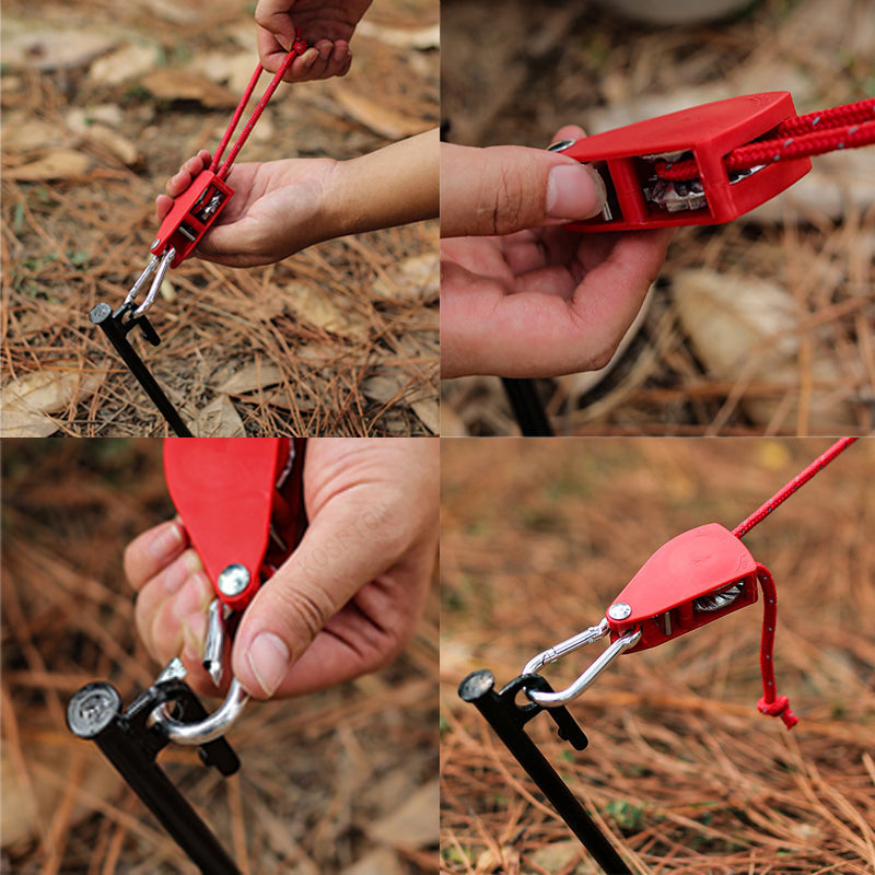 🔥50% DE RÉDUCTION🪢Tente fixe réglable portable - Corde de camping à poulie à dégagement rapide haute résistance🌳 (4 pièces/ensemble)