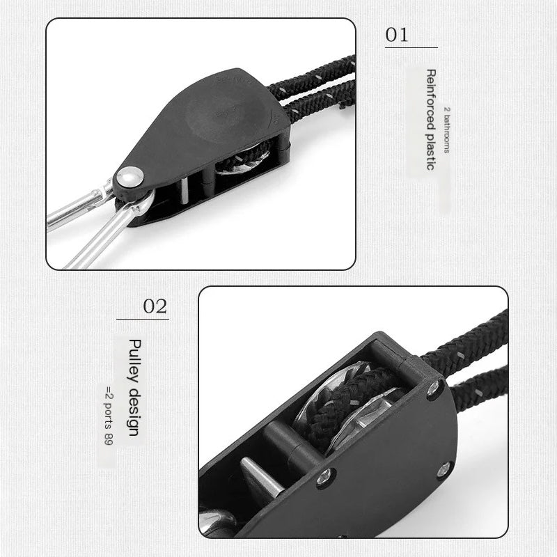🔥50% DE RÉDUCTION🪢Tente fixe réglable portable - Corde de camping à poulie à dégagement rapide haute résistance🌳 (4 pièces/ensemble)