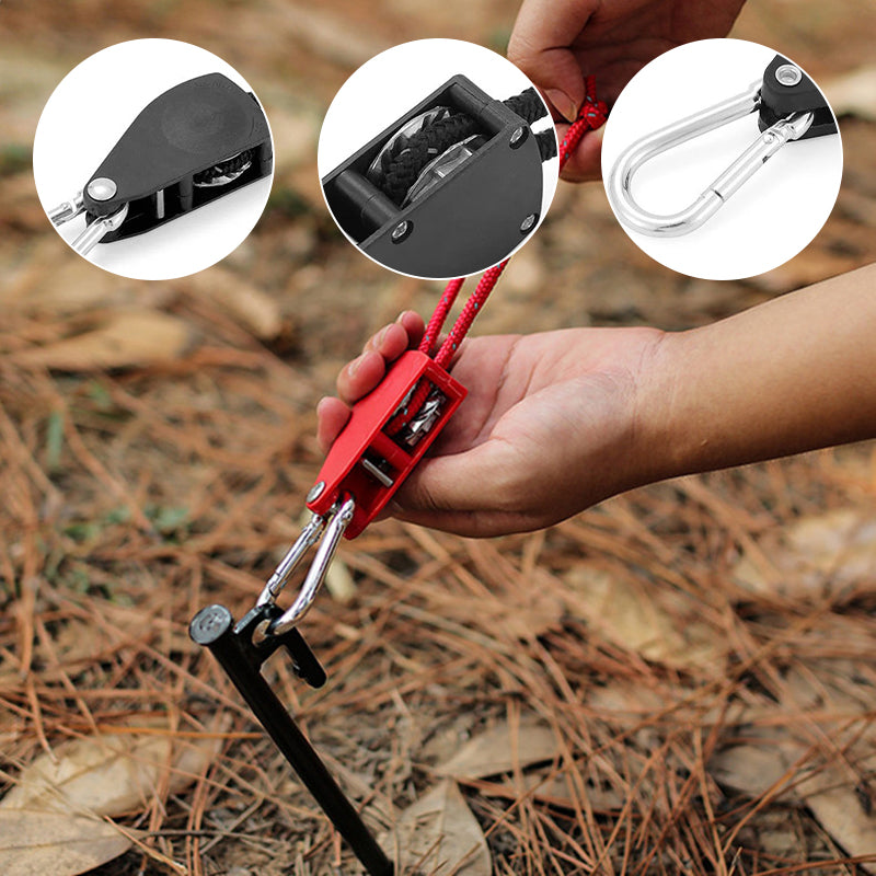 🔥50% DE RÉDUCTION🪢Tente fixe réglable portable - Corde de camping à poulie à dégagement rapide haute résistance🌳 (4 pièces/ensemble)