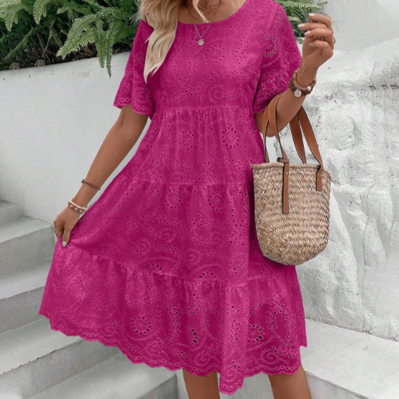 🌸Nouvelle réduction de 50 % 💖Robe pour femme à col rond, motif floral et découpes