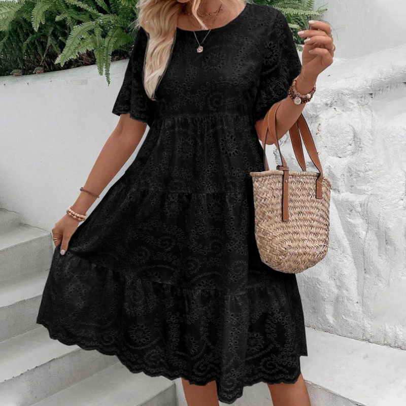 🌸Nouvelle réduction de 50 % 💖Robe pour femme à col rond, motif floral et découpes