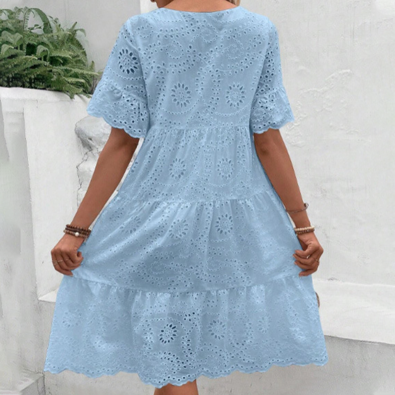 🌸Nouvelle réduction de 50 % 💖Robe pour femme à col rond, motif floral et découpes