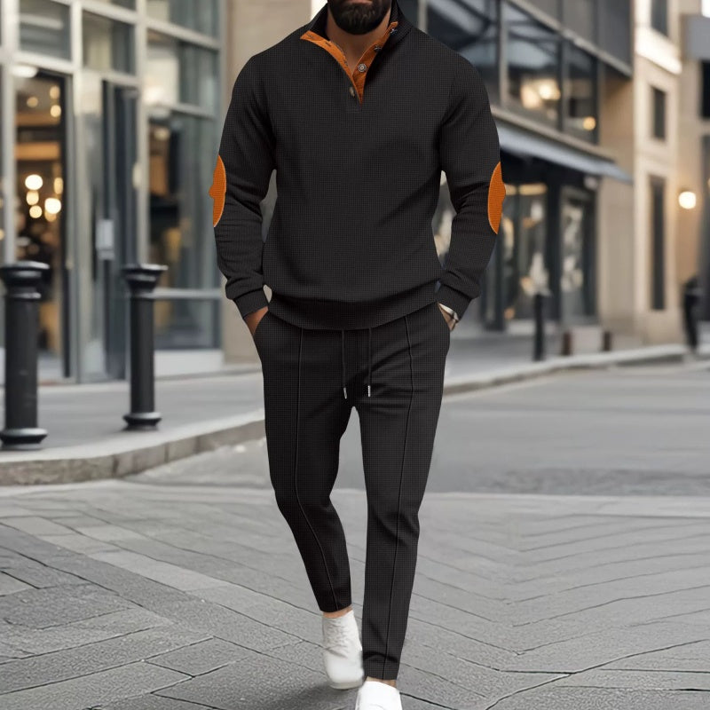 🎁 Soldes exceptionnels 50 % DE RÉDUCTION 🔥 Ensemble sweat-shirt et pantalon décontractés à demi-zip en tricot pour homme