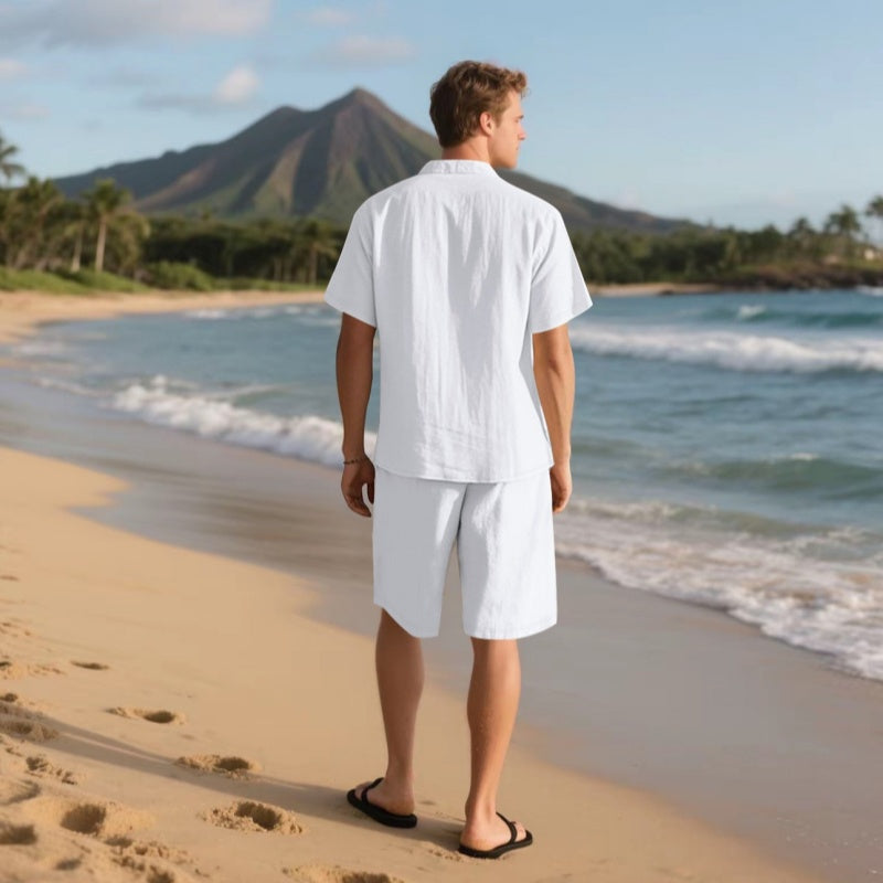 🏖️Summer Specials🌴 Ensemble de plage respirant pour homme - Manches courtes et short