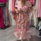 Robe longue élégante à imprimé floral et encolure en V pour femme