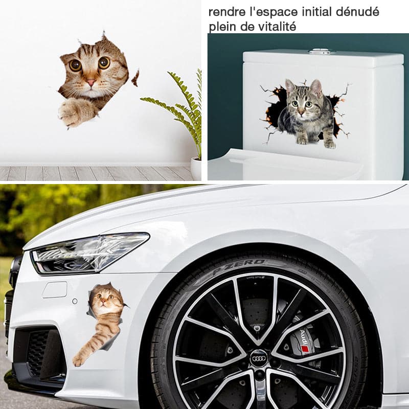 Autocollants muraux 3D amovibles pour chats et chiens
