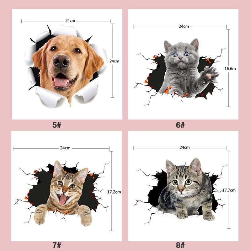 Autocollants muraux 3D amovibles pour chats et chiens