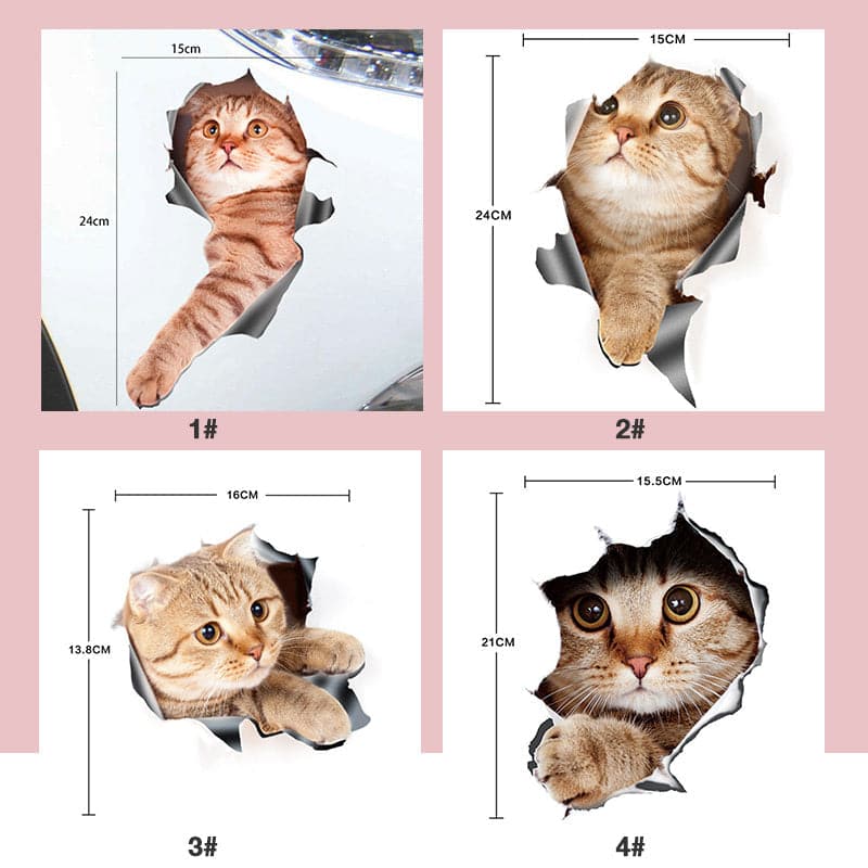 Autocollants muraux 3D amovibles pour chats et chiens