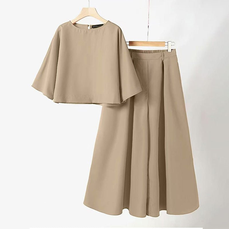 📢55% de réduction👗Ensemble 2 pièces décontracté pour femme, t-shirt à col rond et manches 3/4 et pantalon ample
