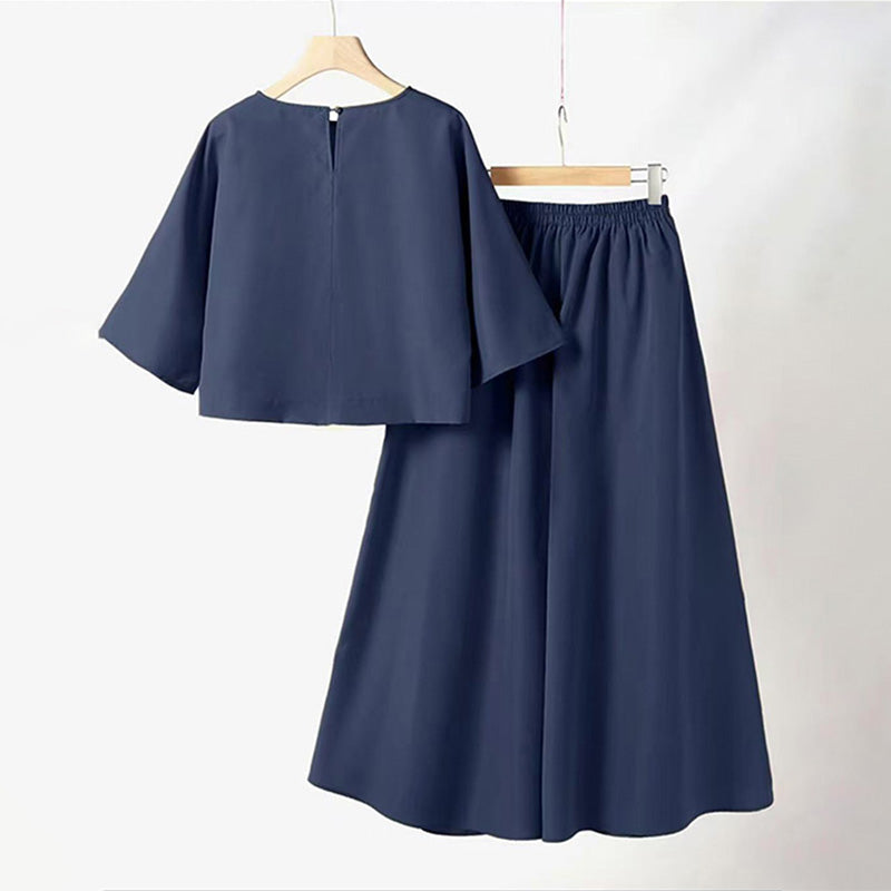 📢55% de réduction👗Ensemble 2 pièces décontracté pour femme, t-shirt à col rond et manches 3/4 et pantalon ample