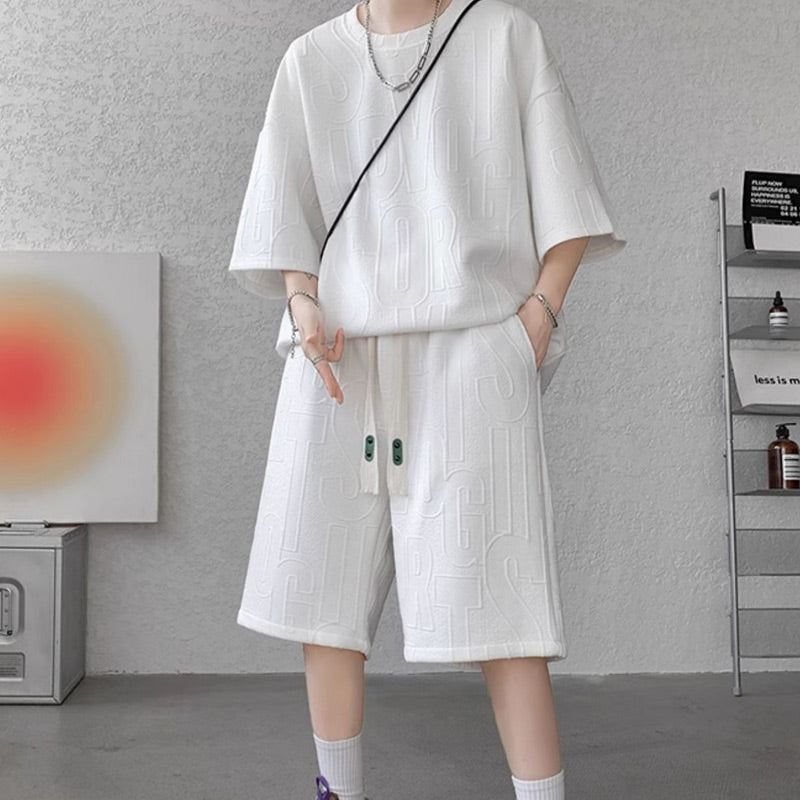 Ensemble survêtement homme grande taille à manches courtes et short