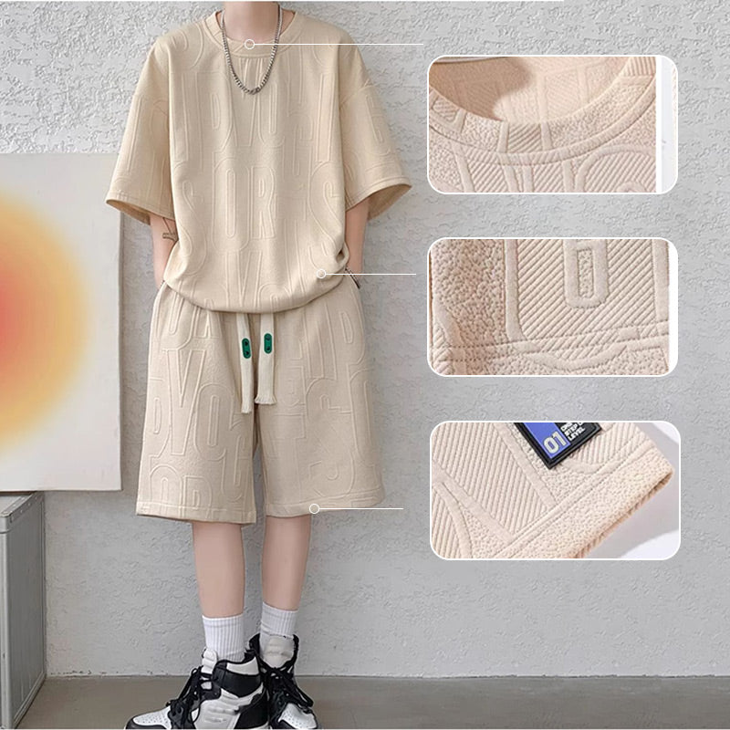 Ensemble survêtement homme grande taille à manches courtes et short
