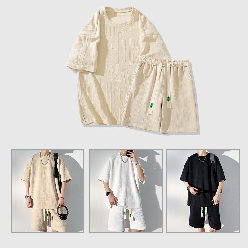 Ensemble survêtement homme grande taille à manches courtes et short