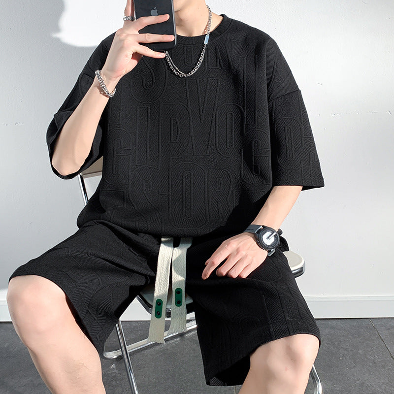 Ensemble survêtement homme grande taille à manches courtes et short