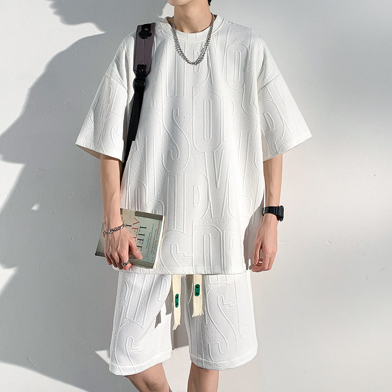 Ensemble survêtement homme grande taille à manches courtes et short