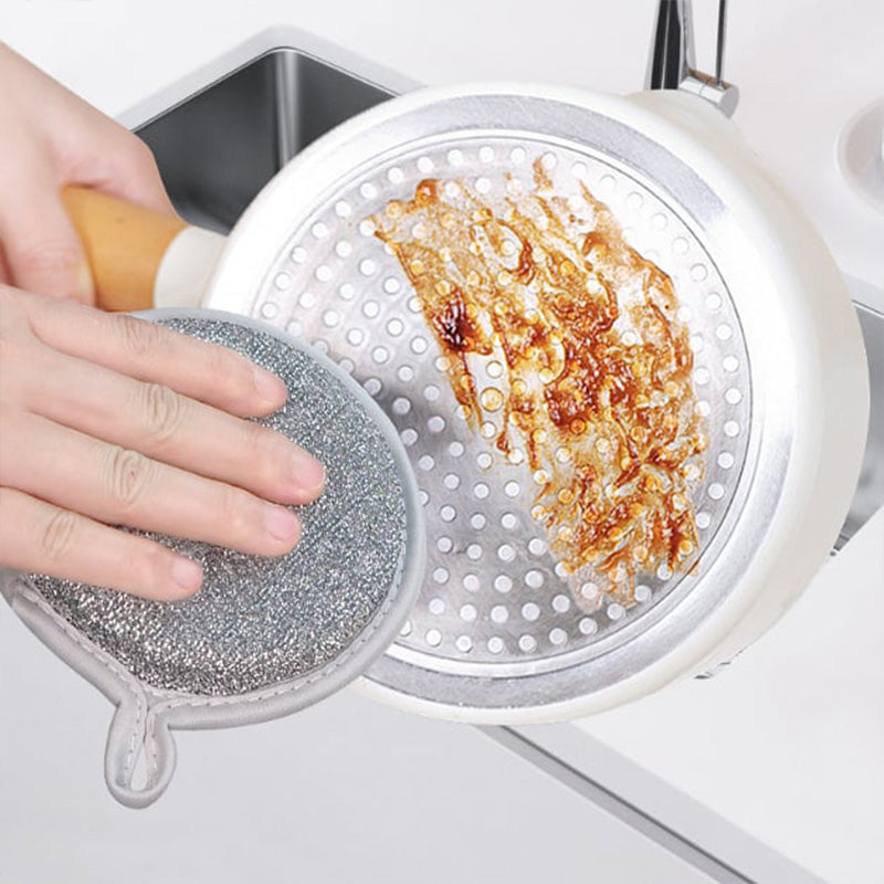 Éponge à récurer double face ronde pour la cuisine