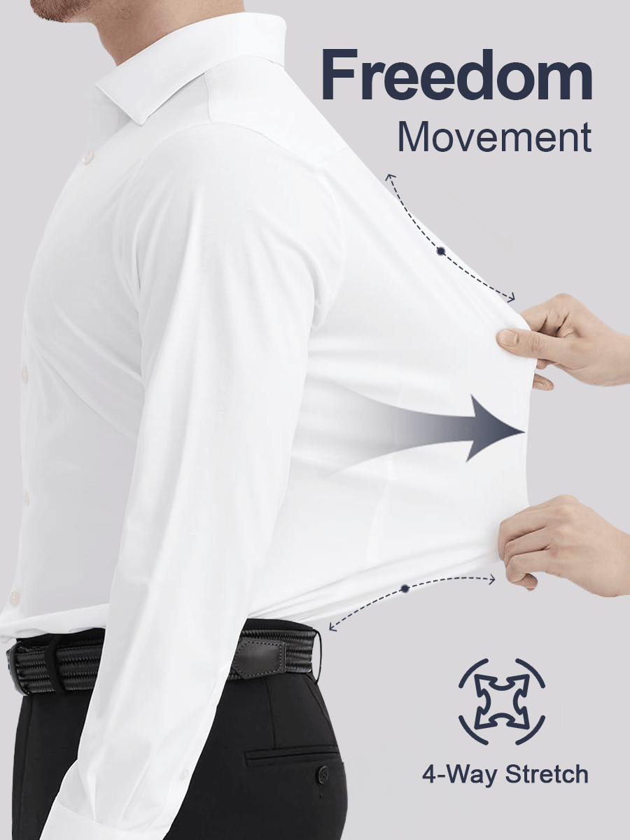 🔥 50 % de réduction ! 👔✨ 👑 Fliwos Chemise Extensible avec Triple Protection Sans Repassage pour Hommes