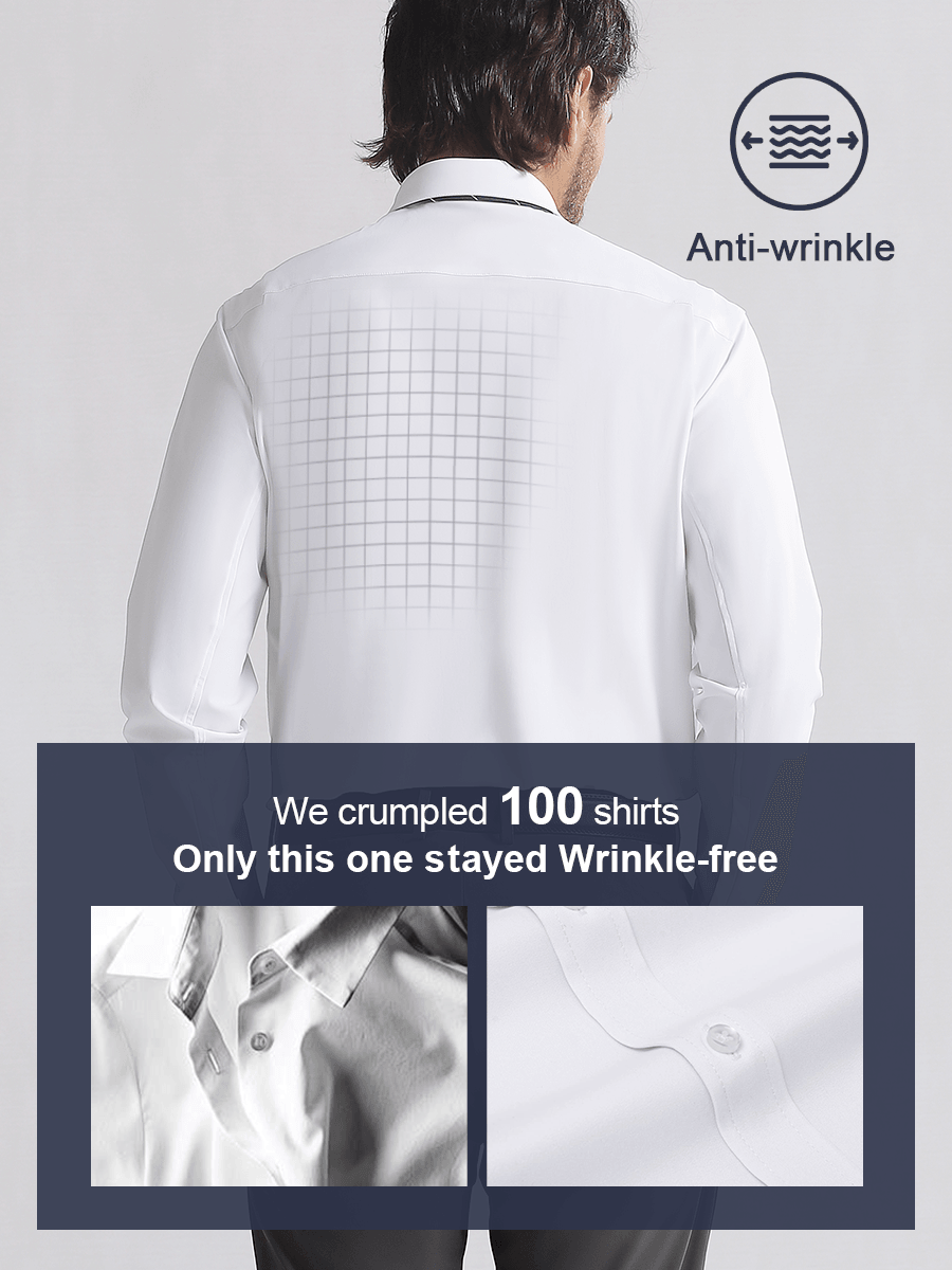 🔥 50 % de réduction ! 👔✨ 👑 Fliwos Chemise Extensible avec Triple Protection Sans Repassage pour Hommes