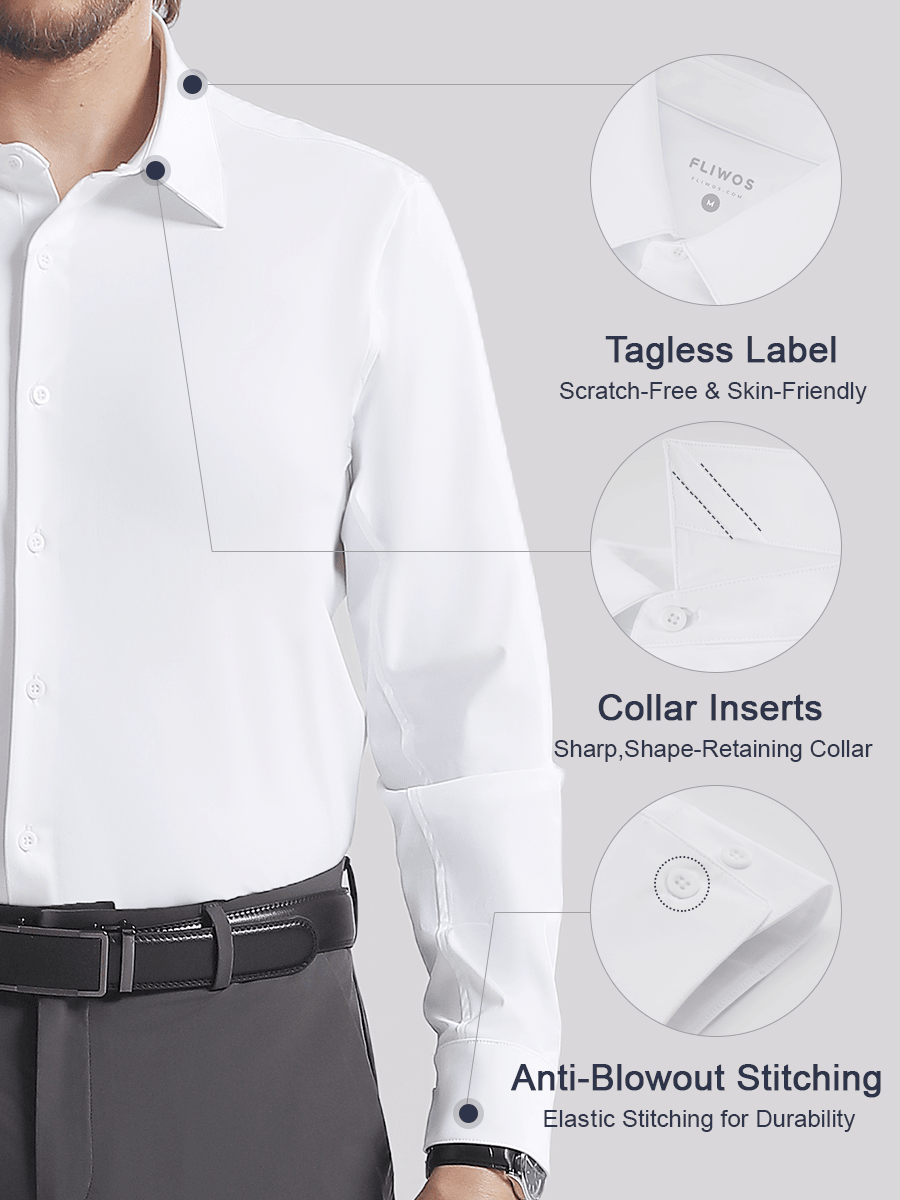 🔥 50 % de réduction ! 👔✨ 👑 Fliwos Chemise Extensible avec Triple Protection Sans Repassage pour Hommes