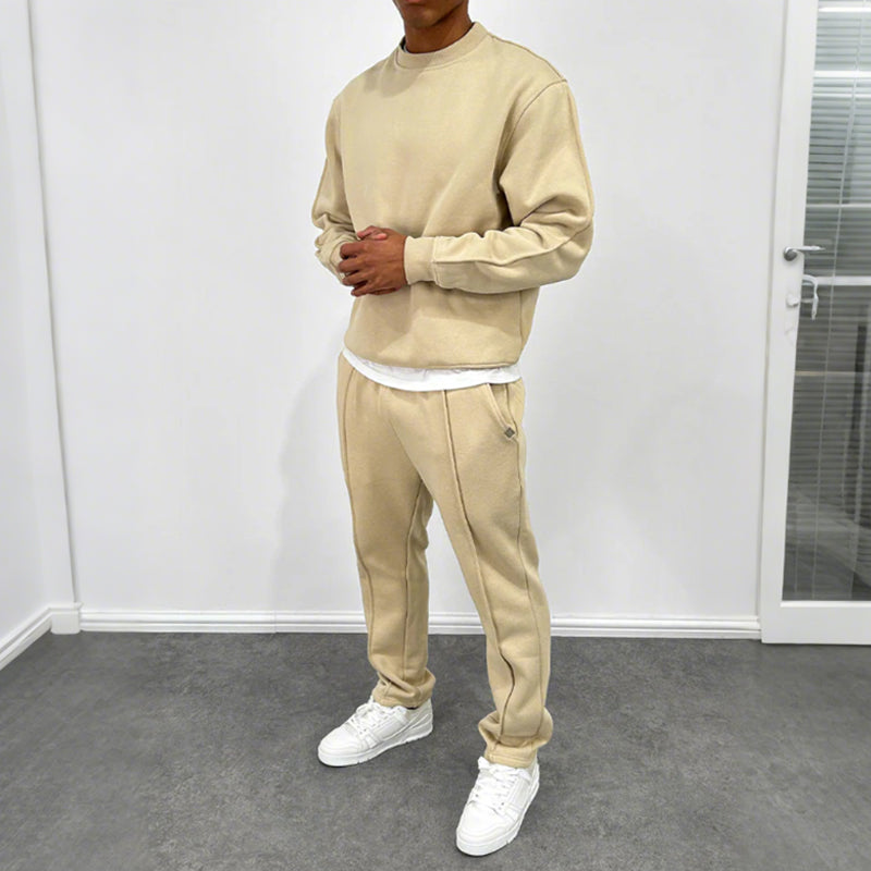 🔥Décontracté et élégant✨Ensemble 2 pièces pour homme composé d'un haut uni et d'un pantalon de jogging taille haute