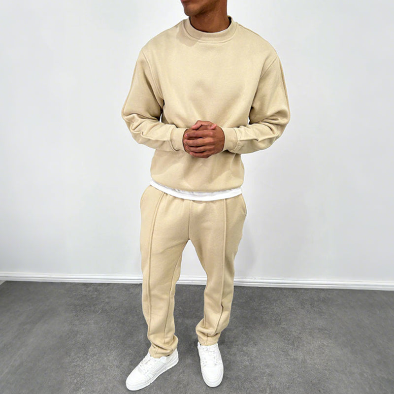 🔥Décontracté et élégant✨Ensemble 2 pièces pour homme composé d'un haut uni et d'un pantalon de jogging taille haute