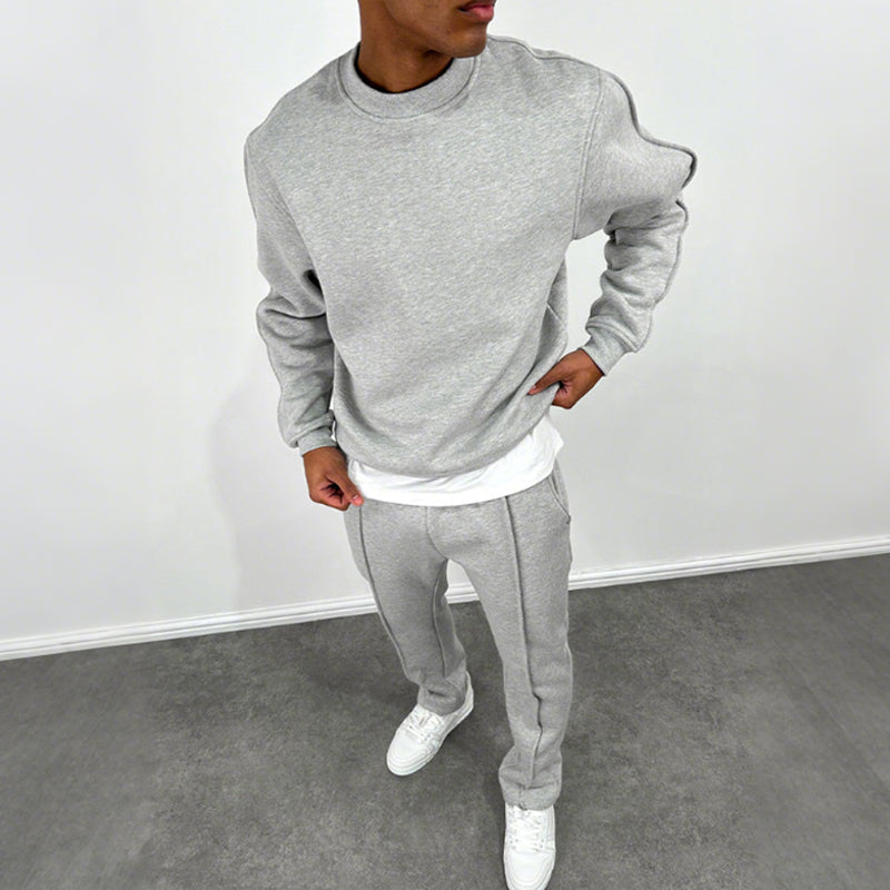 🔥Décontracté et élégant✨Ensemble 2 pièces pour homme composé d'un haut uni et d'un pantalon de jogging taille haute