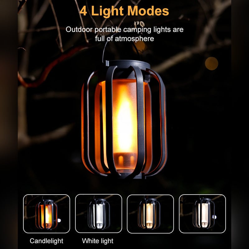 Lampe d'extérieur en forme de lanterne solaire avec 4 modes d'éclairage