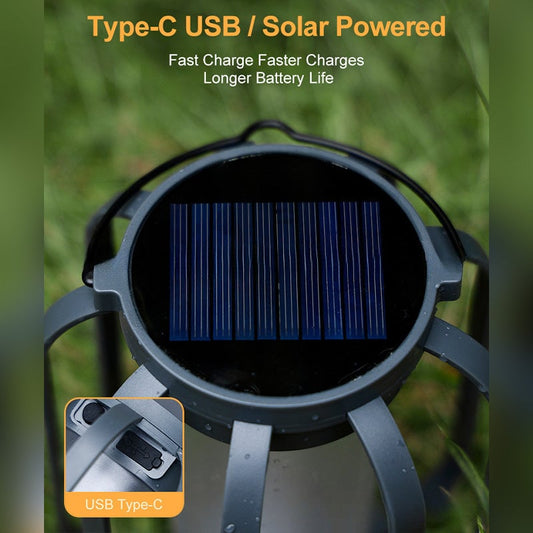 Lampe d'extérieur en forme de lanterne solaire avec 4 modes d'éclairage