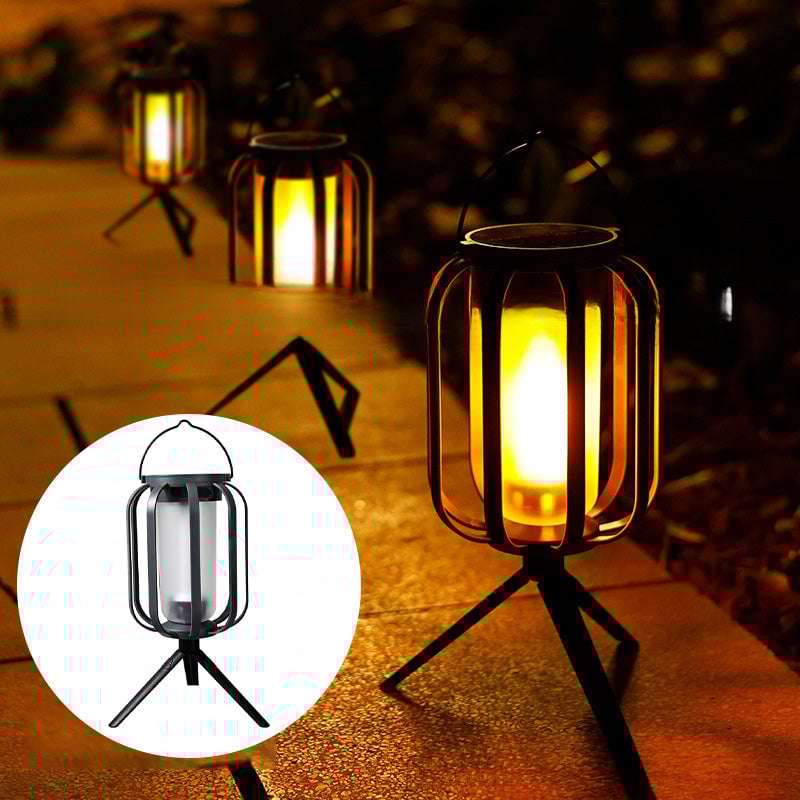 Lampe d'extérieur en forme de lanterne solaire avec 4 modes d'éclairage