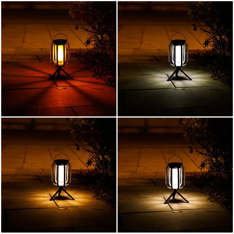 Lampe d'extérieur en forme de lanterne solaire avec 4 modes d'éclairage