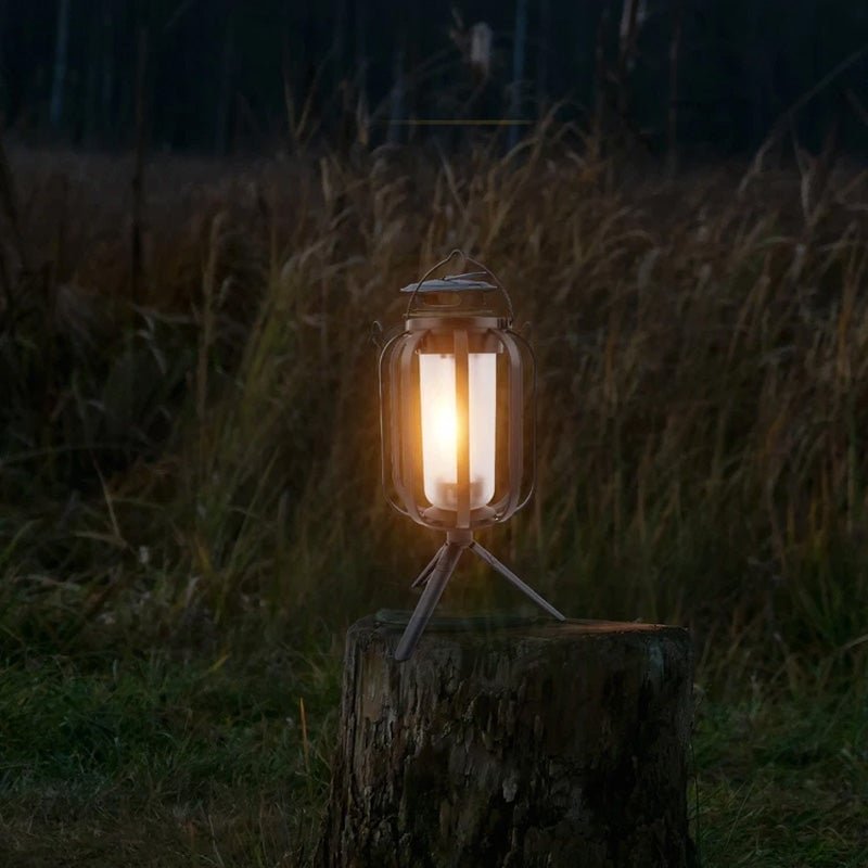 Lampe d'extérieur en forme de lanterne solaire avec 4 modes d'éclairage