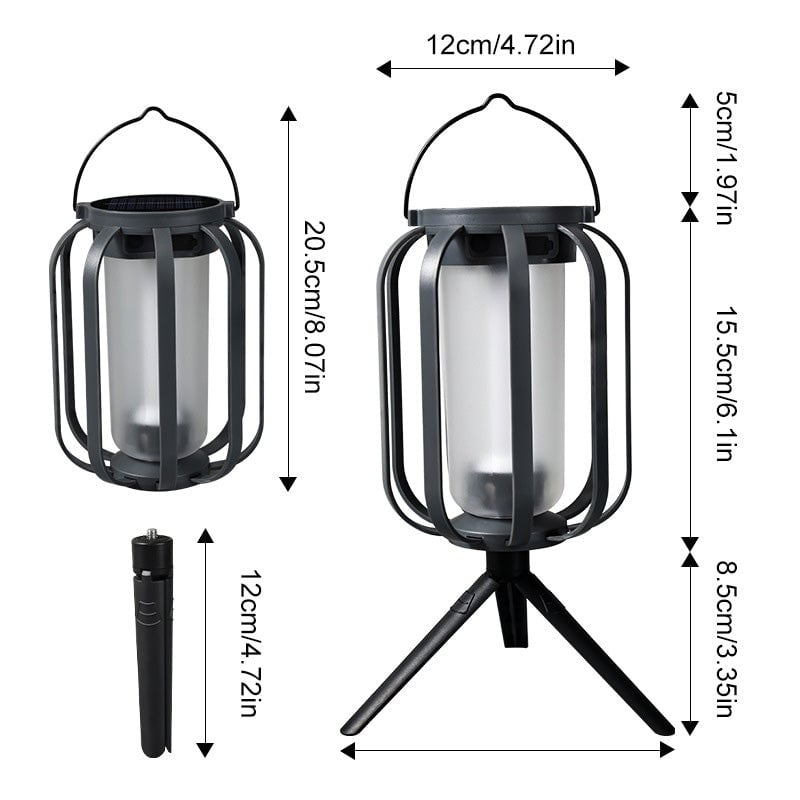 Lampe d'extérieur en forme de lanterne solaire avec 4 modes d'éclairage