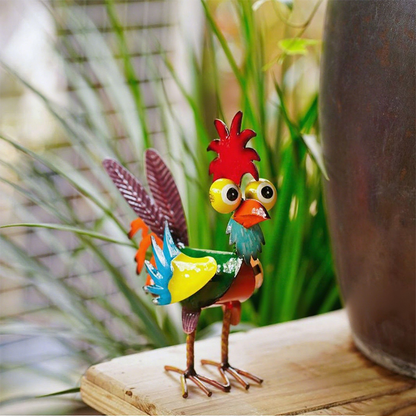 Décoration amusante en métal représentant un coq pour le jardin