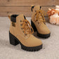 🔥【35-42】 👢✨2025 Nouveauté pour cet automne : bottines à talons épais et semelles compensées – modèle rétro à lacets pour femmes