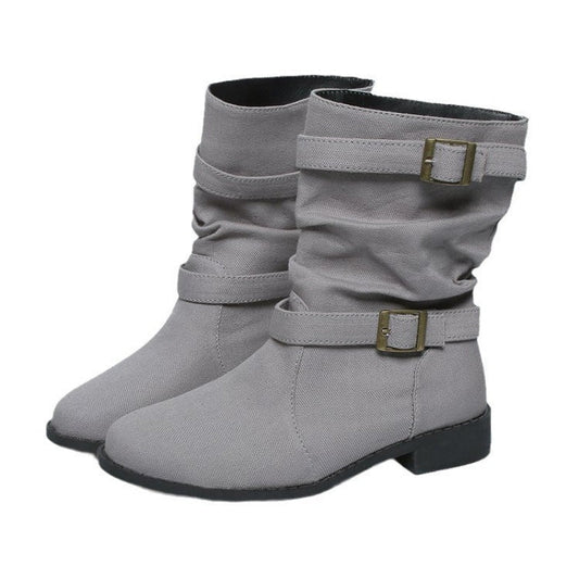 Bottines à boucle en denim pour femme