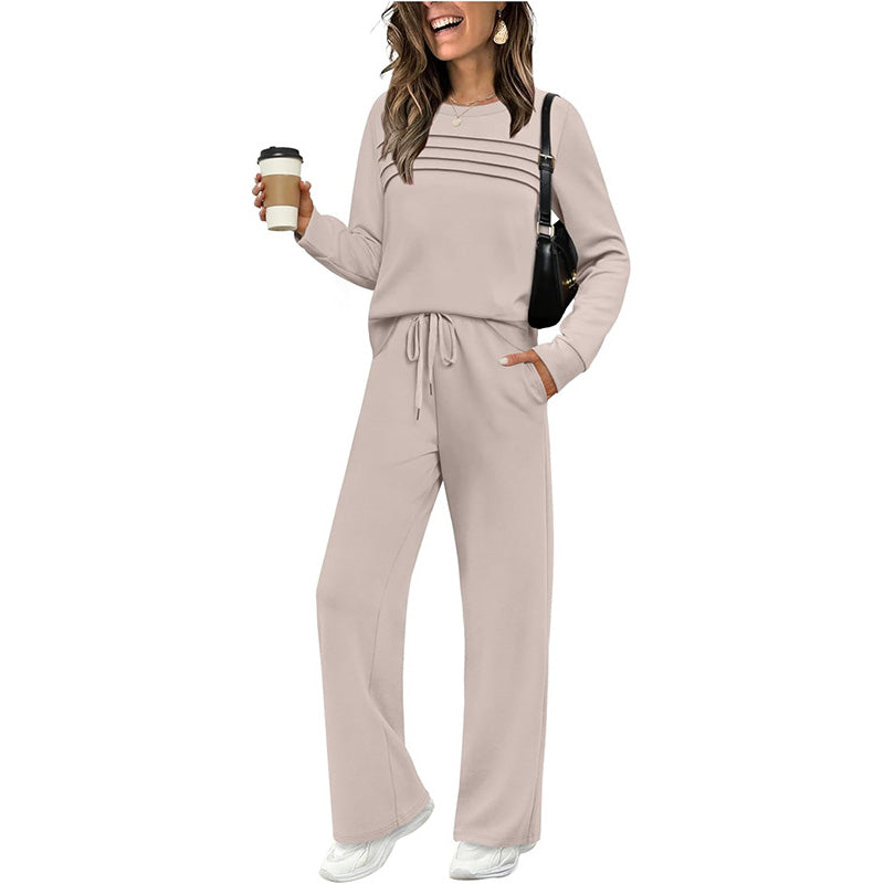 🥳💞 +45 000 vendues🔥50 % de réduction💥Ensemble Femme Décontracté avec Haut et Pantalon à Cordon de Serrage👕👖