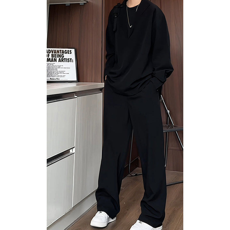 🔥Soldes 2025 50 % de réduction🔥Ensemble deux pièces faux chemise et pantalon à col en V