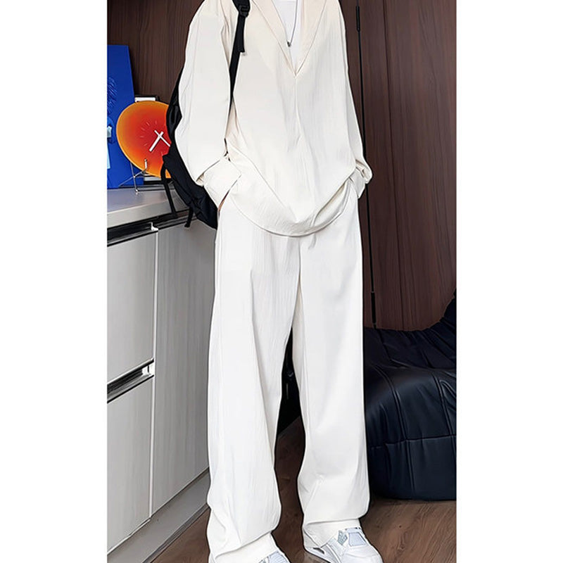🔥Soldes 2025 50 % de réduction🔥Ensemble deux pièces faux chemise et pantalon à col en V