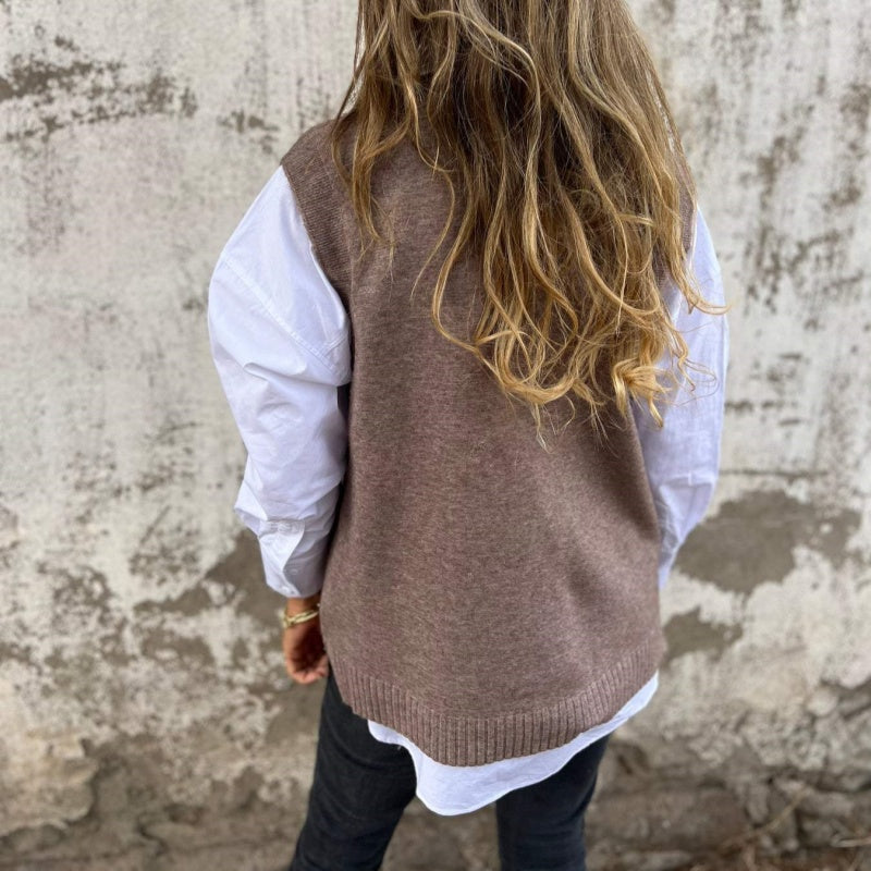 Gilet en tricot à col en V décontracté pour femme