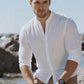 🔥Soldes exceptionnelles‼️Chemise unie décontractée à col montant pour homme