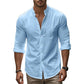 🔥Soldes exceptionnelles‼️Chemise unie décontractée à col montant pour homme