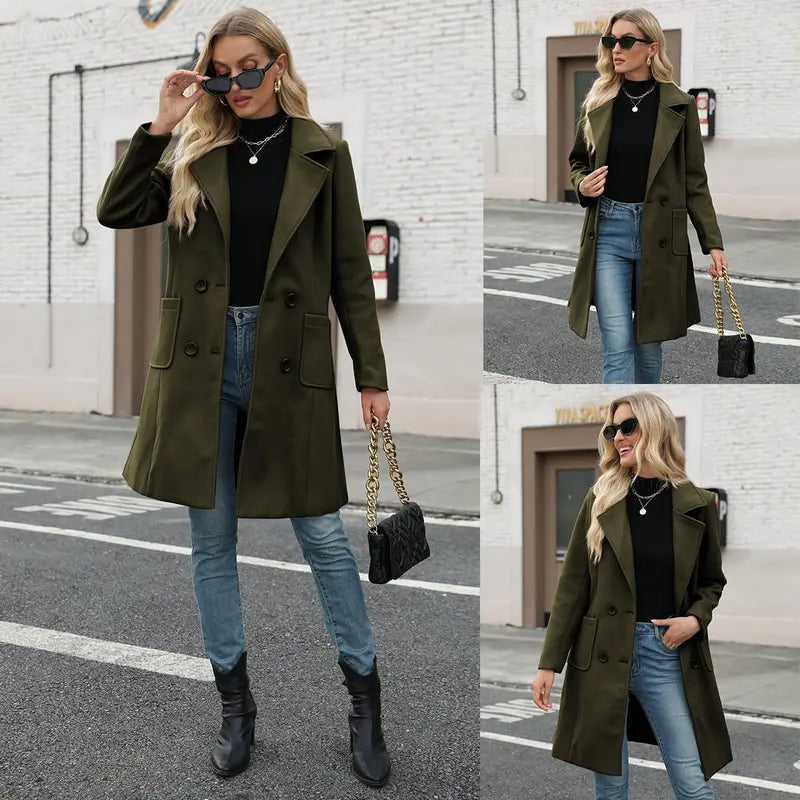 Manteau classique mi-long élégant pour femme