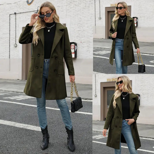 Manteau classique mi-long élégant pour femme